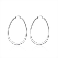 Sterling Silver Plated  Hoop Pierced Earrings 2.7" inch L1