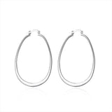 Sterling Silver Plated  Hoop Pierced Earrings 2.7" inch L1