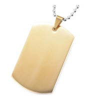 Stainless Steel Pendant Necklace Mirror Surface Rectangle Gold 23.5"  A255