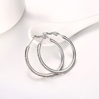 Rose Yellow Gold Silver Zirconia Latch Back Hoop Earrings L113