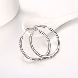 Rose Yellow Gold Silver Zirconia Latch Back Hoop Earrings L113