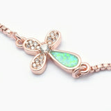 Adjustable Opal Bracelets Slider Zirconia Plated Flower Cross Aquamarine P514