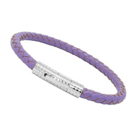 Unisex Men's Genuine  Leather Stainless Steel Magnetic Clasp Bracelet Purple