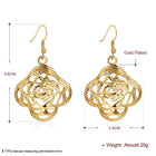 Yellow Rose Gold Plated Earrings Flower Chadelier Fish Hook Clasp L652