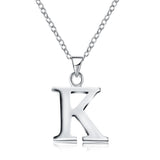 Sterling Silver Plated Necklace Women Pendant Initial Letter Alphabet B375