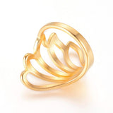 304 Stainless Steel Finger Rings Flower Gold Size 7 17mm  A16