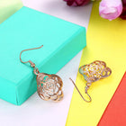 Yellow Rose Gold Plated Earrings Flower Chadelier Fish Hook Clasp L652