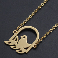 Stainless Steel Pendant Necklace Lobster Bird Birdcage Silver 16.92" 43cm Z582