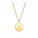 Pendant Necklace Chains Flat Round Initial Alphabet Letter Gold 16.15" P652