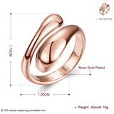 Rose Yellow Gold Platinum Plated Ring Women's Adjustable Size Plain Drop B530