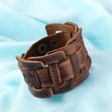 Leather Bracelet Brown 9 Inches 40MM Push button L443