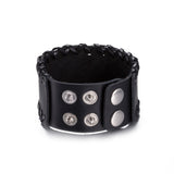 Leather Bracelet Black Brown 9.5 Inches 38MM Push button  L447