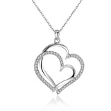 Rose Yellow Gold Silver Necklace Pendant Heart Zirconia 20" 2MM Lobster B332