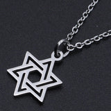 Stainless Steel Pendant Necklace Lobster Star of David Silver 15.7" 1.5mm P67