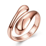 Rose Yellow Gold Platinum Plated Ring Women's Adjustable Size Plain Drop B530