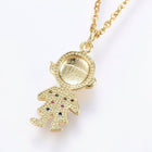 Stainless Steel Pendant Necklace Cubic Zirconia Girl Boy Gold 18" Z486