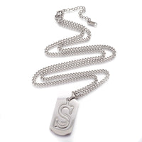 Stainless Steel Initial Pendant Necklace Lobster Chain Alphabet Letter 27" A385