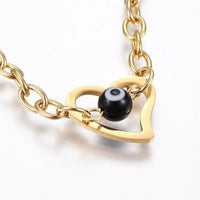 Stainless Steel Bracelet Evil Eye Beads Lobster Heart Gold Silver 8.6" 4mm P226