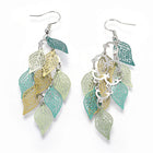 Dangle Earrings Earring Hooks Leaf Gray Blue Green Black 60x27mm P352