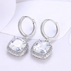 Yellow Gold Platinum Plated Earrings  Drop Dangle Zirconia Latch Back Clasp L594