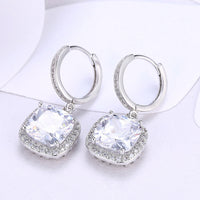Yellow Gold Platinum Plated Earrings  Drop Dangle Zirconia Latch Back Clasp L594