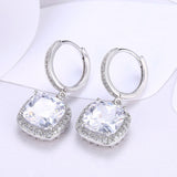 Yellow Gold Platinum Plated Earrings  Drop Dangle Zirconia Latch Back Clasp L594