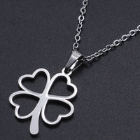 Stainless Steel Pendant Necklace Lobster Clasp Clover Silver 17.71" 1.5mm P98