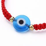 Adjustable Nylon Thread Braided Bead Bracelet Handmade Evil Eye Gold Z143