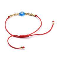 Adjustable Nylon Cord Braided Bead Bracelet Handmade Evil Eye Yellow  Z135