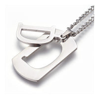 Stainless Steel Initial Pendant Necklace Lobster Chain Alphabet Letter 27" A385