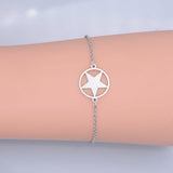 Stainless Steel Pentacle Bracelet Lobster Star Silver Ajustable Z212