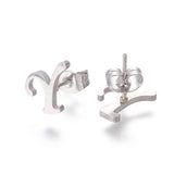 Stainless Steel Set Stud Earring Pendant Necklace Alphabet Letter 17.7" P495