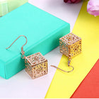 Yellow Gold Plated Earrings Drop Dangle Fish Hook Clasp L643