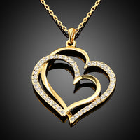 Rose Yellow Gold Silver Necklace Pendant Heart Zirconia 20" 2MM Lobster B332