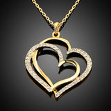 Rose Yellow Gold Silver Necklace Pendant Heart Zirconia 20" 2MM Lobster B332