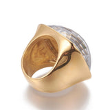 304 Stainless Steel Finger Rings Faceted Glass Clear Size 6~9 16~19mm Z679
