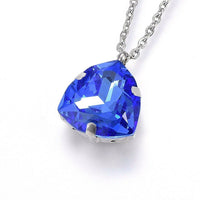 Stainless Steel Set Pendant Necklace Earrings Zirconia Drop Blue Red 18" P745