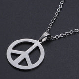 Stainless Steel Pendant Necklace Lobster Clasp Peace Sign Gold 17.71" 1.5mm P84