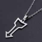 Stainless Steel Pendant Necklace Lobster Arrows Silver 17.7" 1.5mm Z593