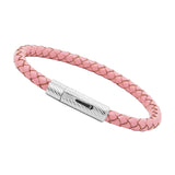 Unisex Men's Genuine Leather Stainless Steel Magnetic Clasp Bracelet Pink