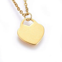 304 Stainless Steel Pendant Necklace Lobster Heart Padlock Gold 17.7' 1.5mm A265