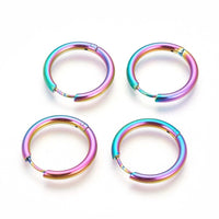 Stainless Steel Hoop Earrings Rose Gold Purple Black Huggie 1" Pin 1mm  P623
