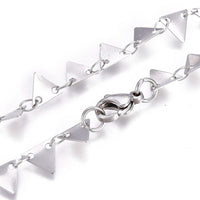 Stainless Steel Chain Necklaces Lobster Triangle Gold 16.49 inches 41.9cm Z556