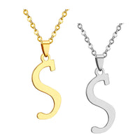 Stainless Steel Women's Unisex 18 Inch Necklace Pendant Letter Lobster Clasp S2