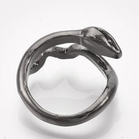 Alloy Cuff Finger Ring Snake Antique Silver Black Size 7 Adjustable 17mm P466