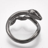 Alloy Cuff Finger Ring Snake Antique Silver Black Size 7 Adjustable 17mm P466