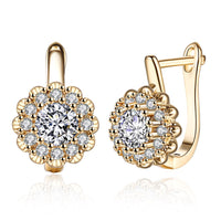 Platinum Plated Earrings  Hoop Huggies AAA Zirconia Latch Back Clasp L582