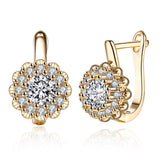 Platinum Plated Earrings  Hoop Huggies AAA Zirconia Latch Back Clasp L582