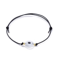 Adjustable Cowhide Cord Bracelet Handmade Evil Eye Gold Z142