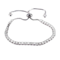 Adjustable Pave Cubic Zirconia Bracelets Bolo Bracelet Slider Gold 8.4"  P502